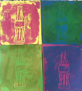 Warhol pop art image of coke bottles