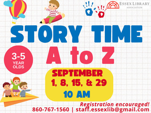 image promoting Children's Story Time Fridays in September at 10 AM