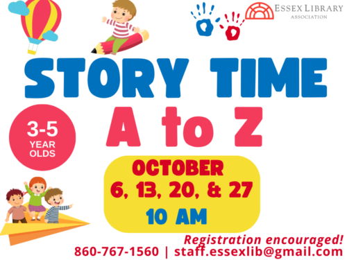 image promoting Children's Story Time Fridays in October at 10 AM