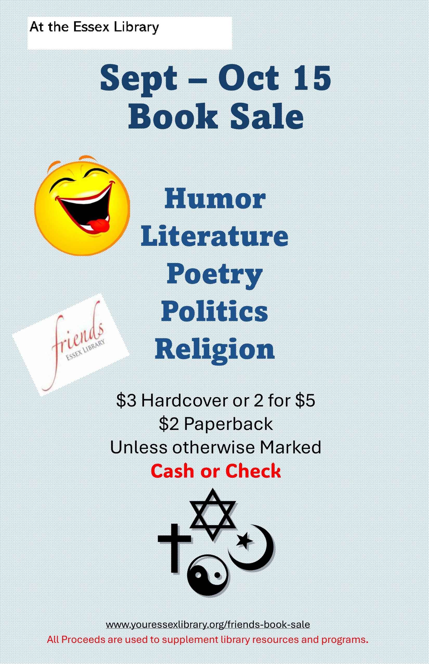 poster for the September - October book sale
